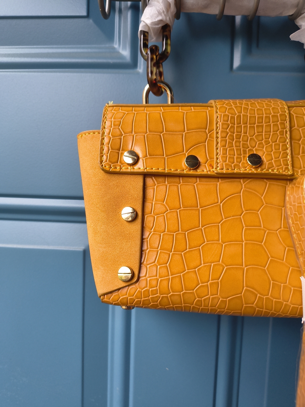 Free People Mustard Yellow Croc-Embossed Crossbody Bag - Picture 7 of 13